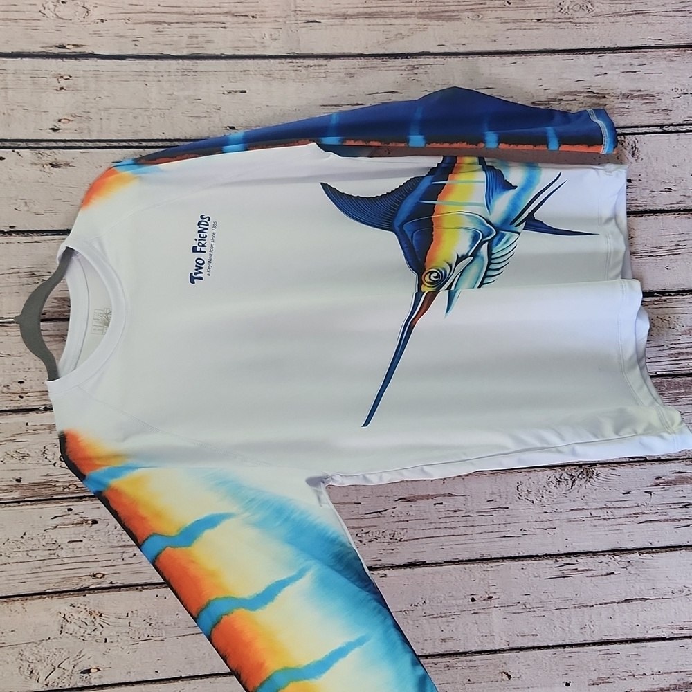 NWOT Reel Life Two Friends Fishing Longsleeve Med Sun Surf shirt UV protection